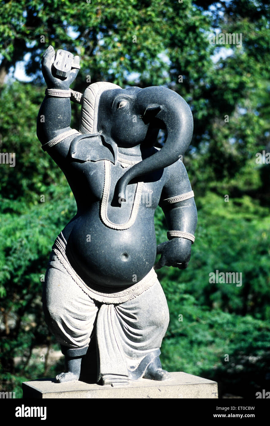 Sculpted ganesh elephant headed god at Mahabalipuram Mamallapuram ; Tamil Nadu ; India Stock Photo