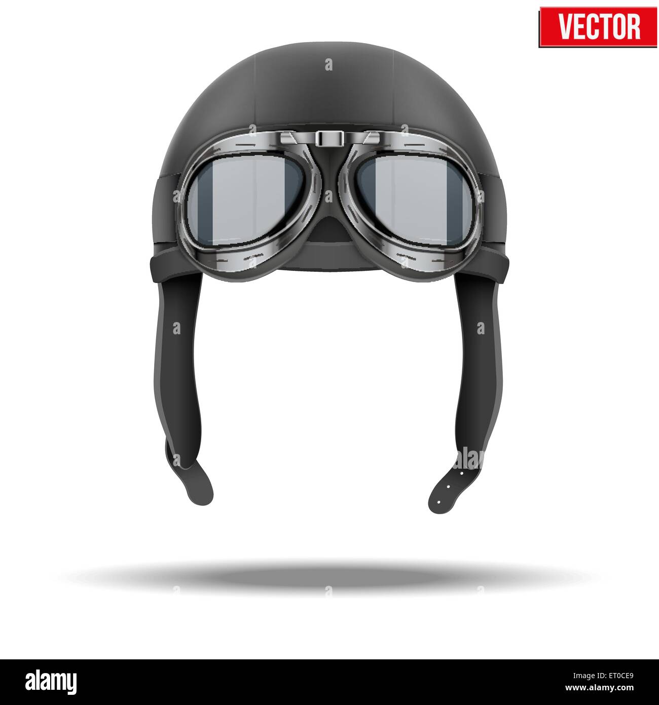 Retro aviator pilot helmet with goggles. Isolated on white Stock Vector