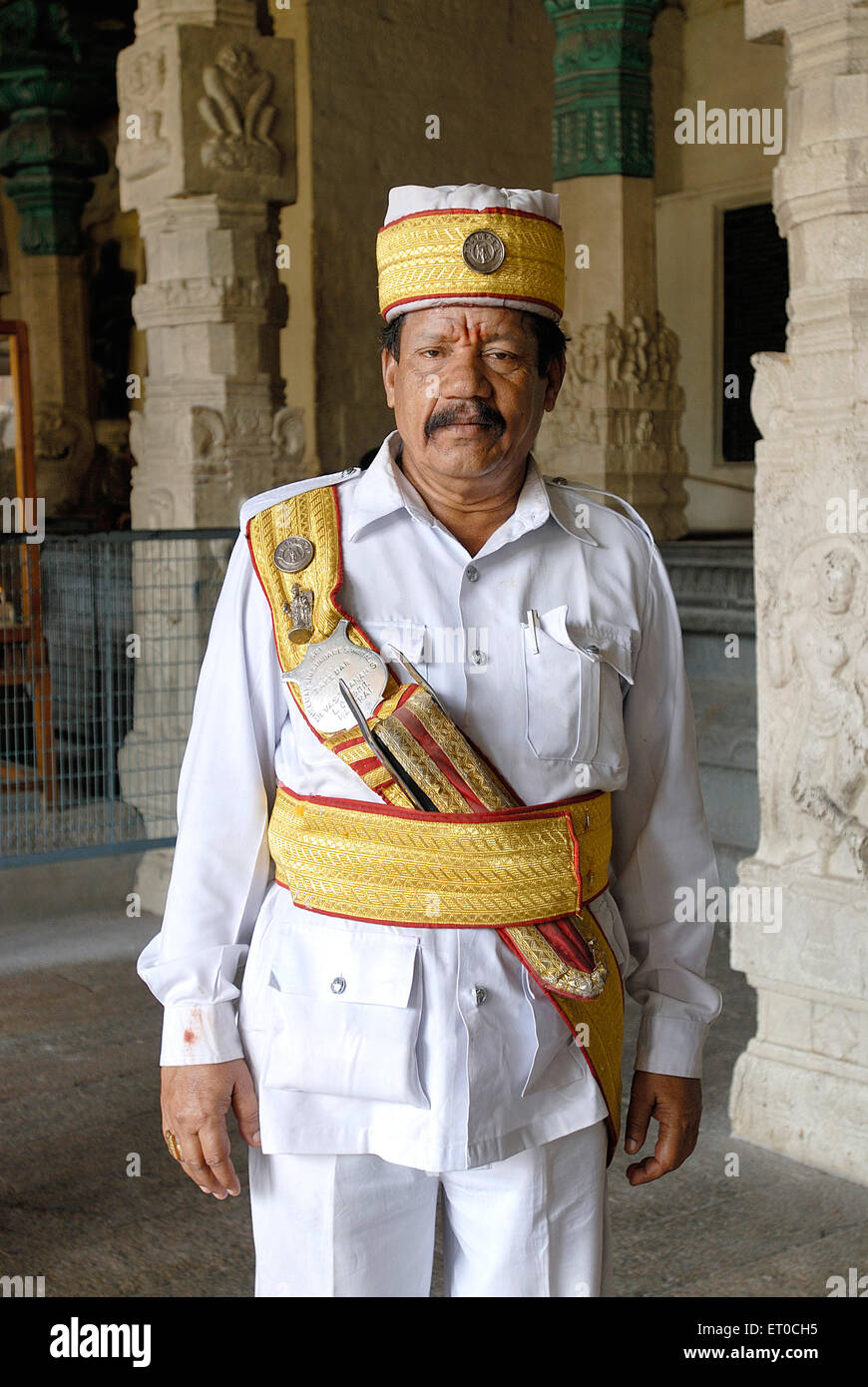 Temple guard of Meenakshi temple ; Madurai ; Tamil Nadu ; India , asia Stock Photo