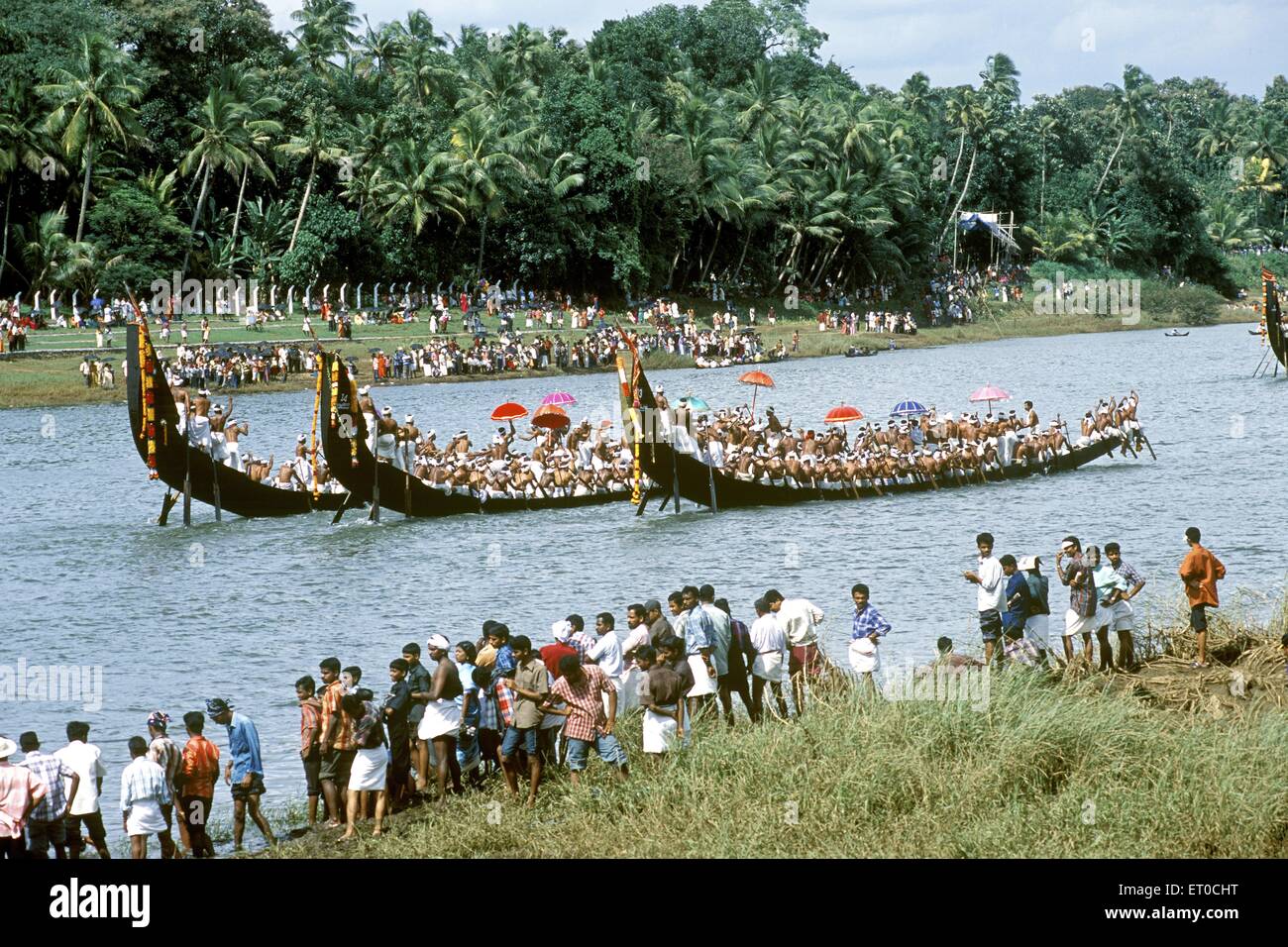 Boat racing at Aranmula Pamba river in Kerala India Stock Photo
