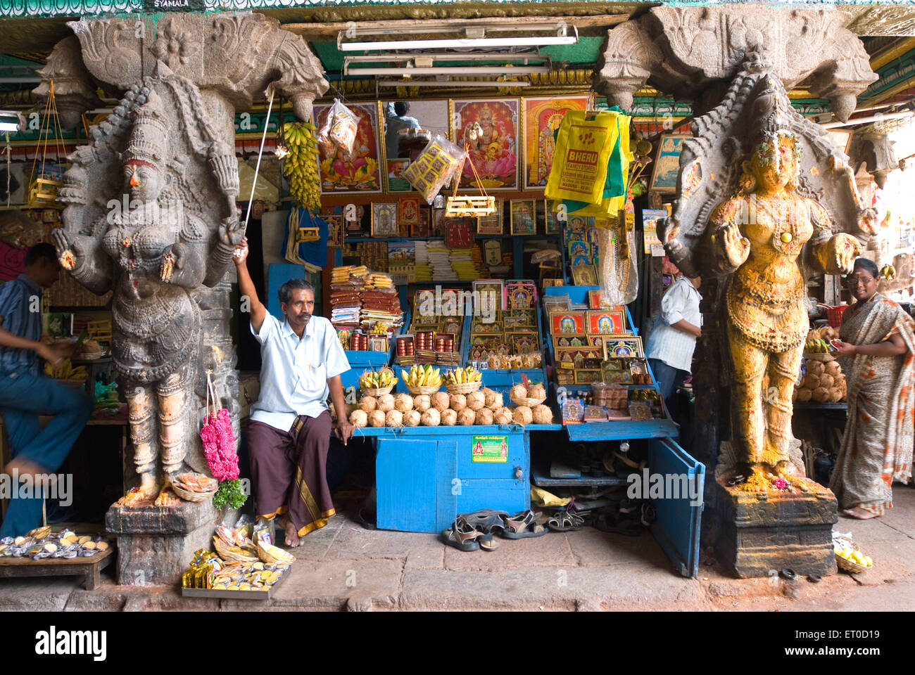 Shop at ashta sakthi mandapa in meenakshi temple ; Madurai ; Tamil Nadu ; India MR#777A Stock Photo