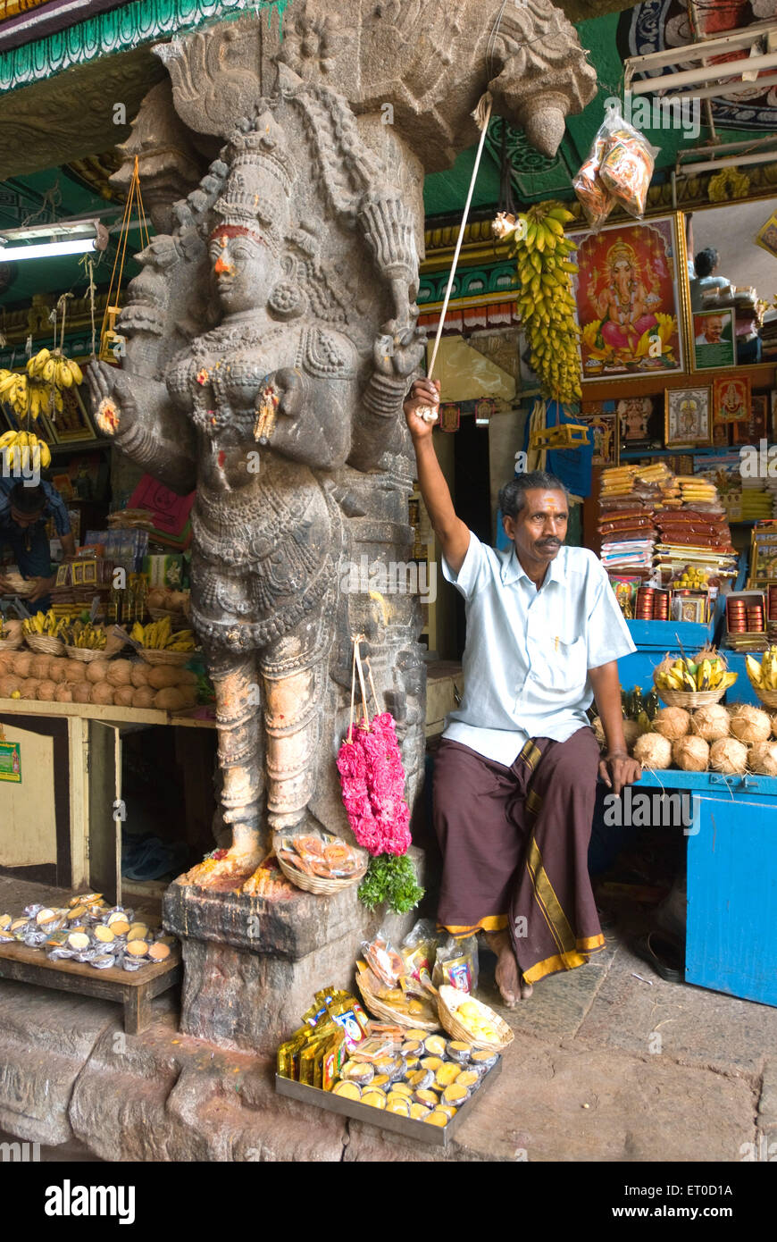 Shop at Ashta Sakthi Mandapa in Meenakshi Temple; Madurai; Tamil Nadu; India MR#777A Stock Photo
