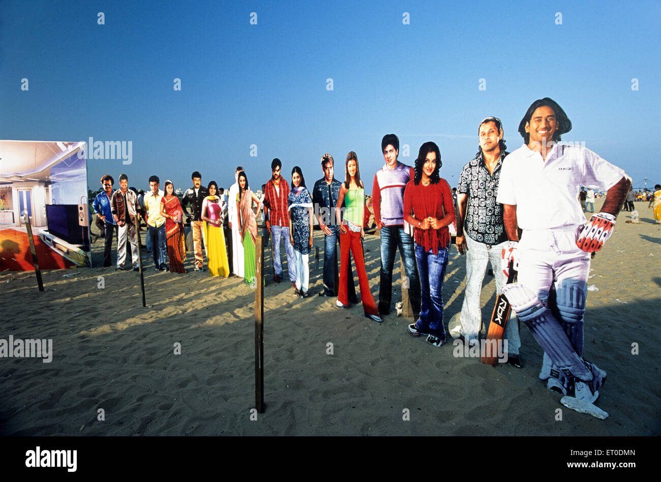 Cutouts of famous people , Marina Beach , Madras , Chennai , Tamil Nadu , India , Asia Stock Photo
