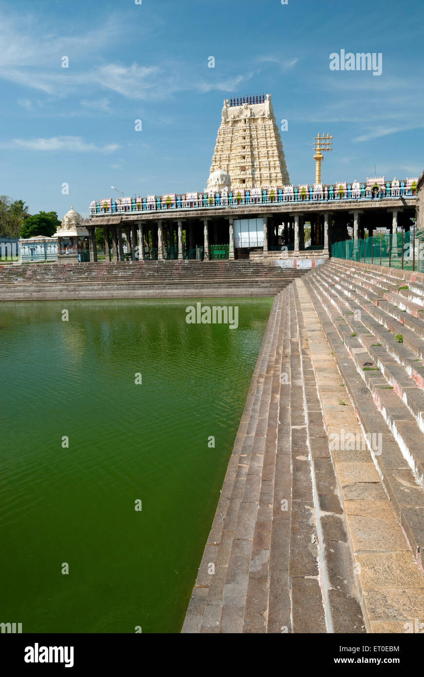 Sri Ekambaranathar Temples with tank in  ; kanchipuram  ; kancheepuram  ; Tamil Nadu  ; India Stock Photo