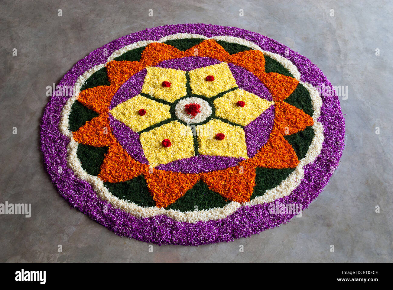 Flower decoration for onam festival ; Kerala ; India Stock Photo Alamy