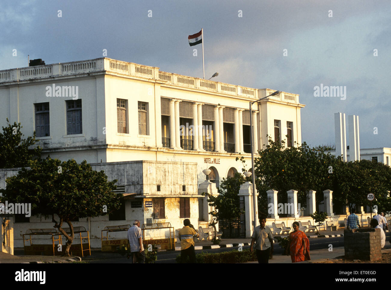 Mairie town hall known hotel de ville in beach road ; goubert avenue; Pondicherry ; Tamil Nadu ; India NOMR Stock Photo