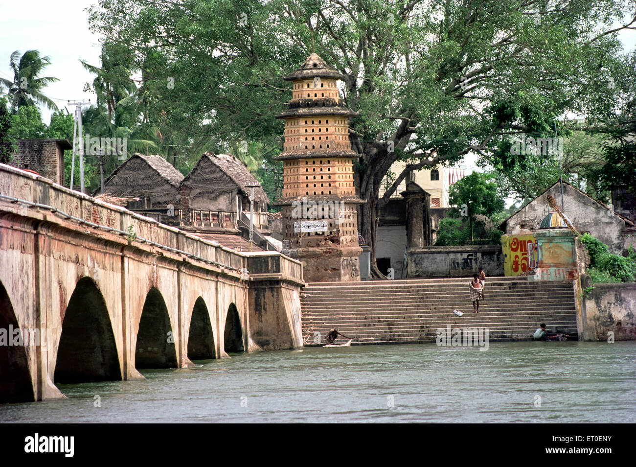 Bridge across river cauveryz in thiruvaiyaru palace ; Thanjavur ; Tanjore ; Tamil Nadu ; India Stock Photo