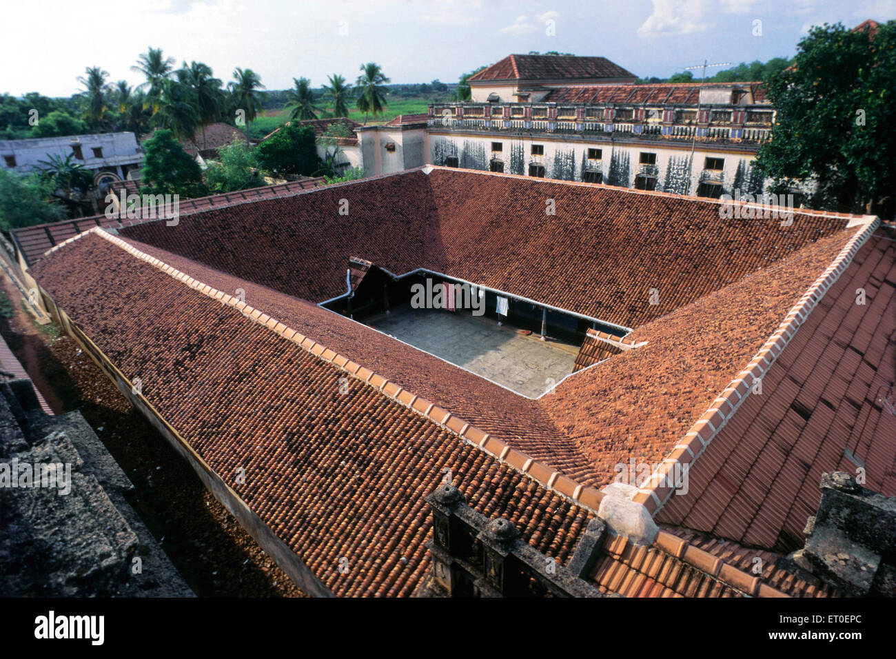 A birds eye view of a typical Chettinad village of mansions Tamil Nadu INDIA Stock Photo