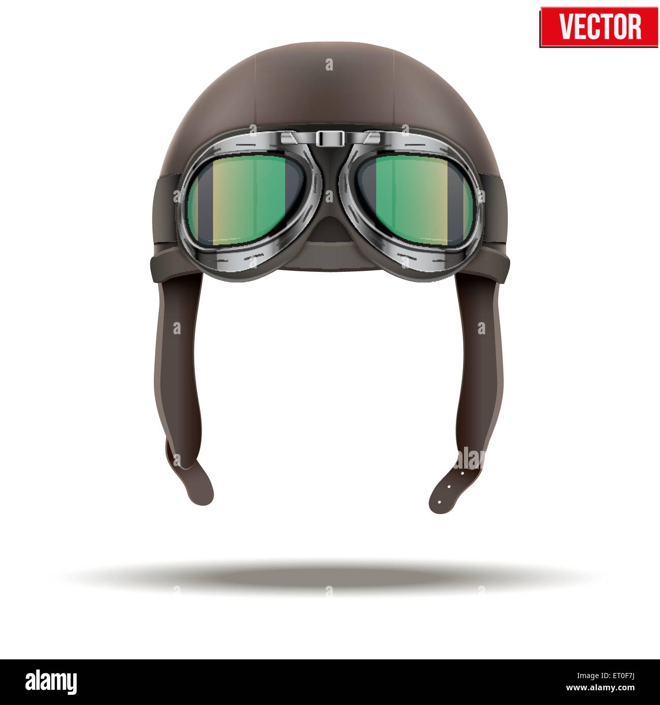 Retro aviator pilot helmet with goggles. Isolated on white Stock Vector