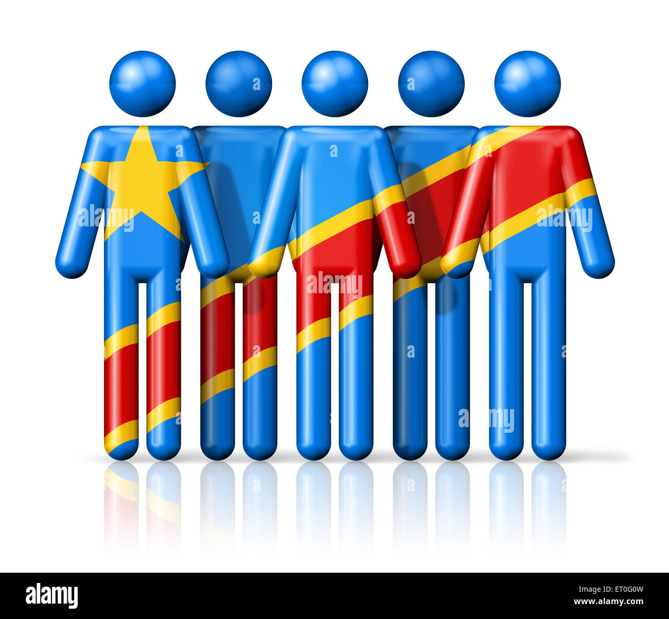 Flag of Democratic Republic of the Congo on stick figure - national and social community symbol 3D icon Stock Photo