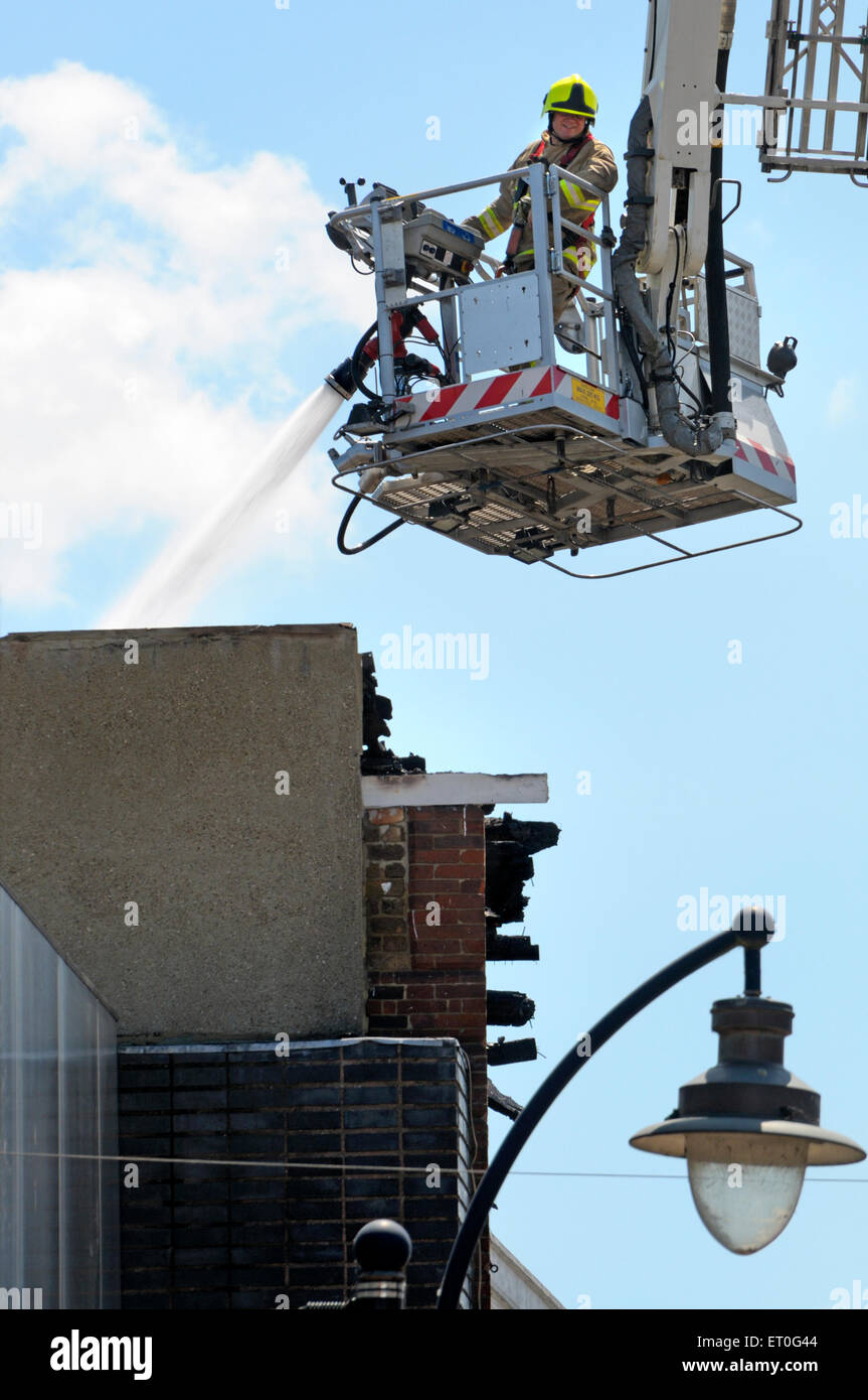 Maidstone, Kent, England, UK. Fire in the town centre destroys a shop