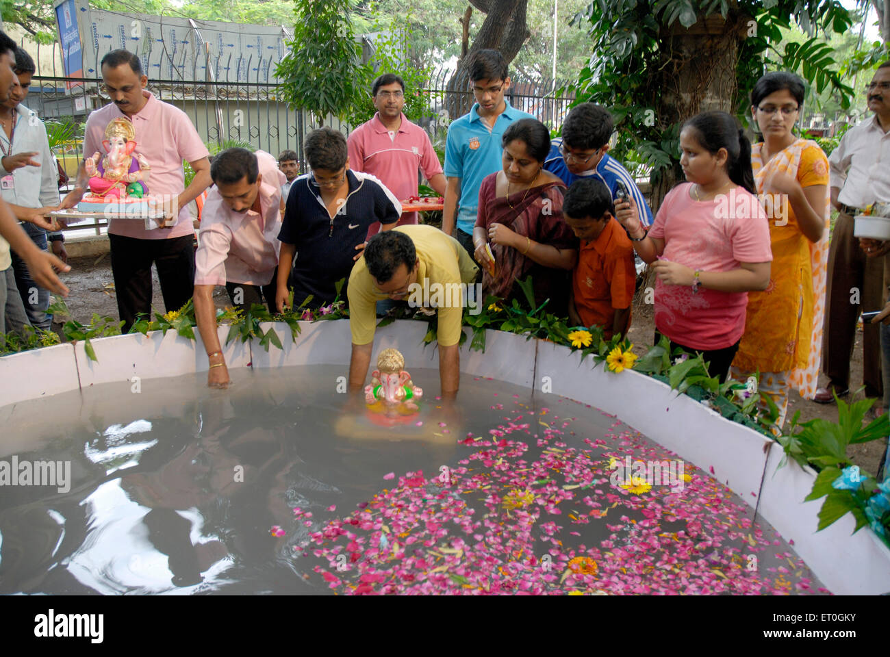 Immersion ceremony ; Ganesh Ganpati festival ; Bombay Mumbai ; Maharashtra ; India Stock Photo
