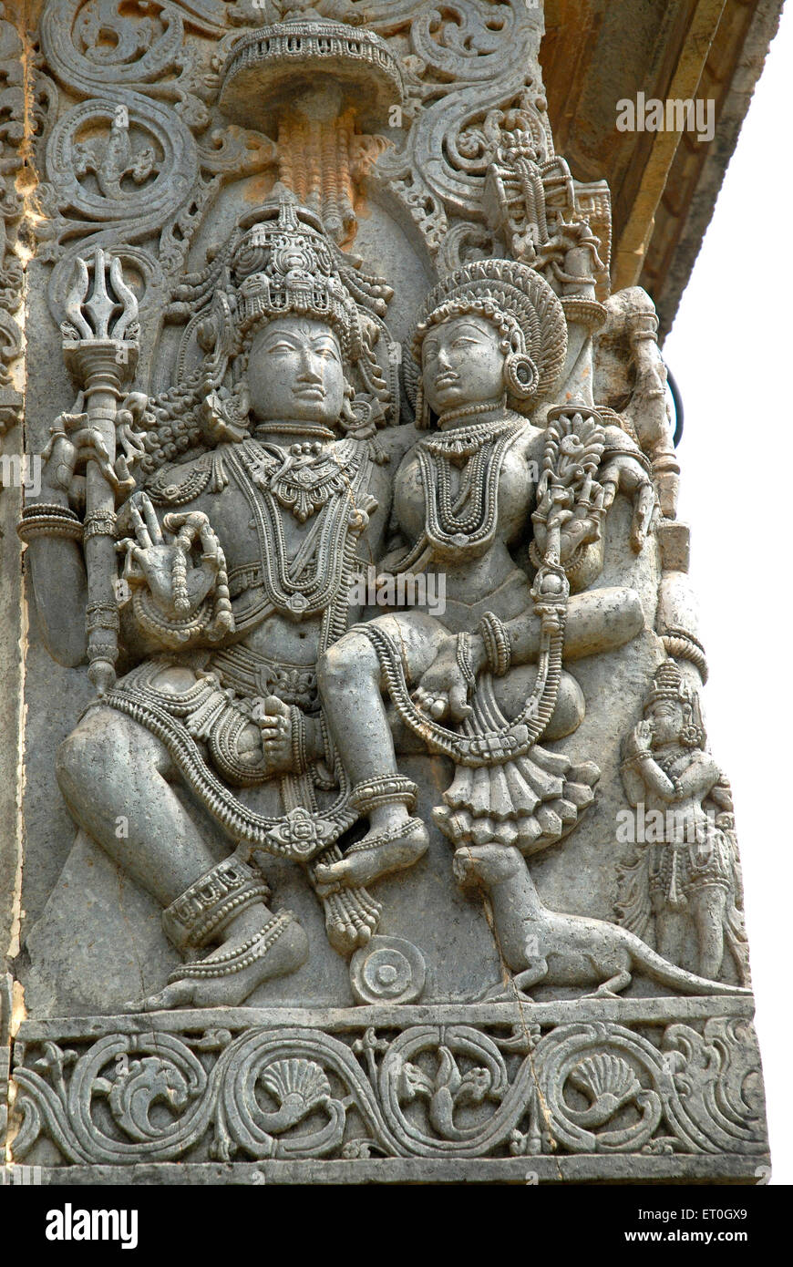 Statue of lord Shiva Parvati at Shiva temple ; Halebidu ; district ...