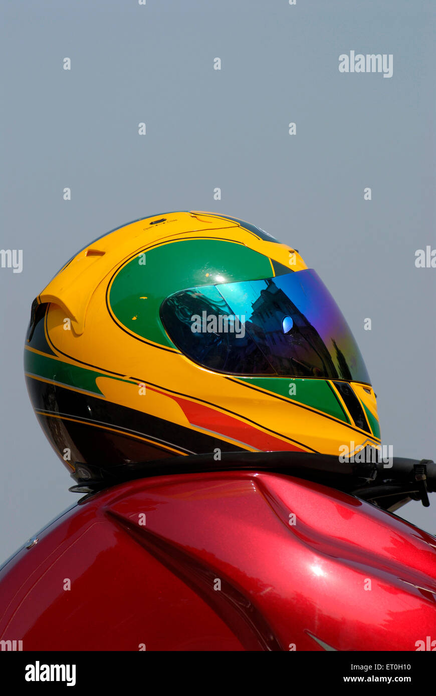 Colourful Helmet On Yamaha Fz 150cc Bike India Stock Photo Alamy