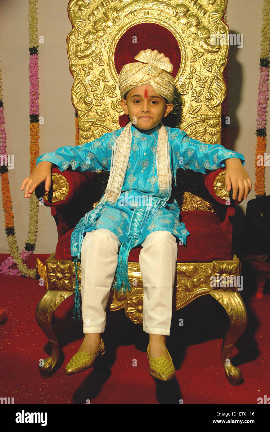 Indian boy on thread ceremony at Bombay Mumbai ; Maharashtra ; India MR