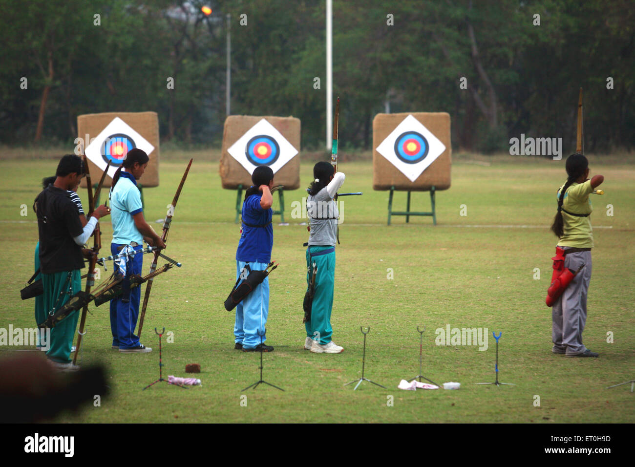 Students of Tata archery academy practicing archery at JRD Tata sports