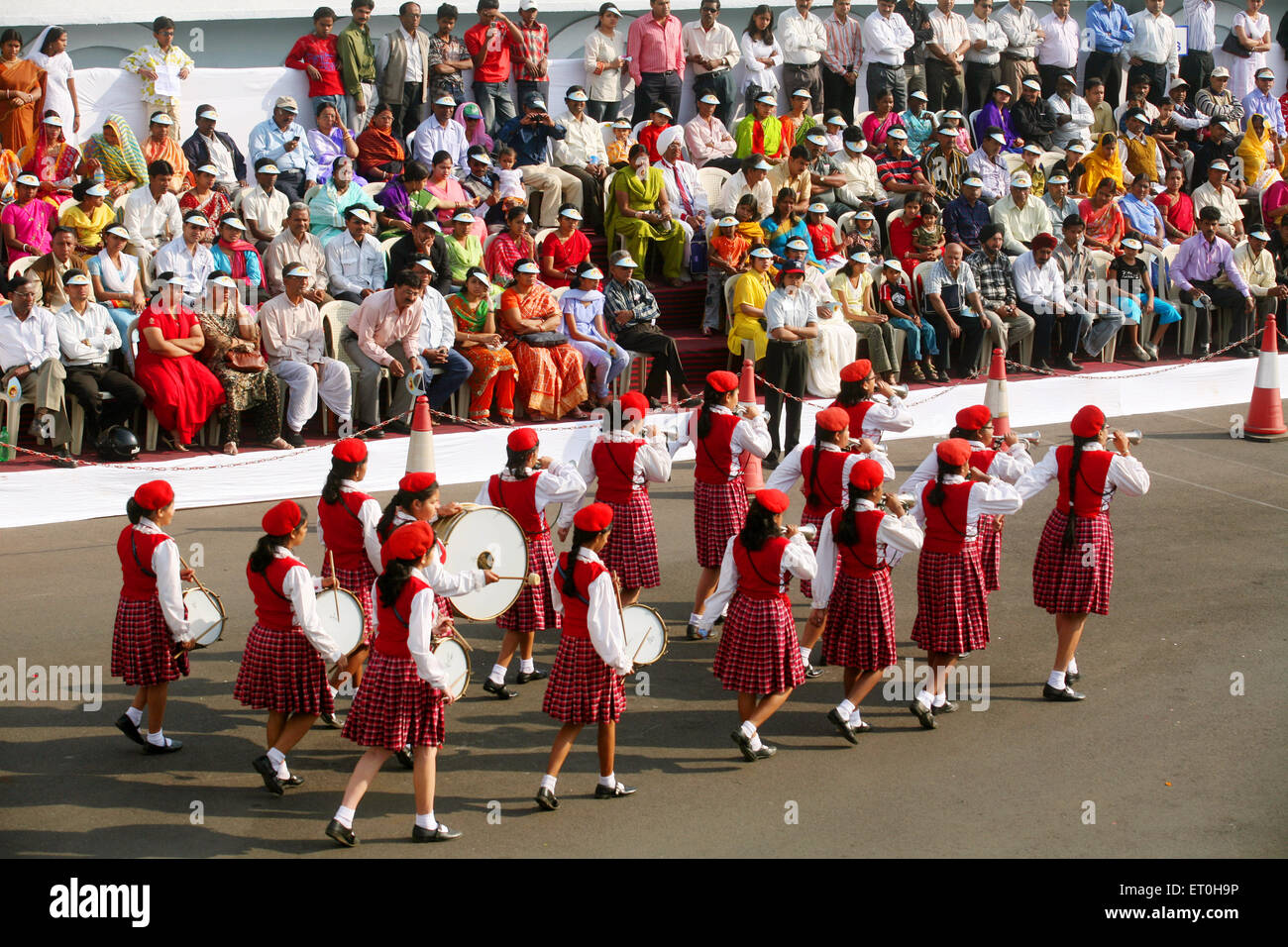 Girl band, JRD Tata school centenary celebration, Tata Steel, Jamshedpur, Tata Nagar, Jharkhand, India, Indian town Stock Photo