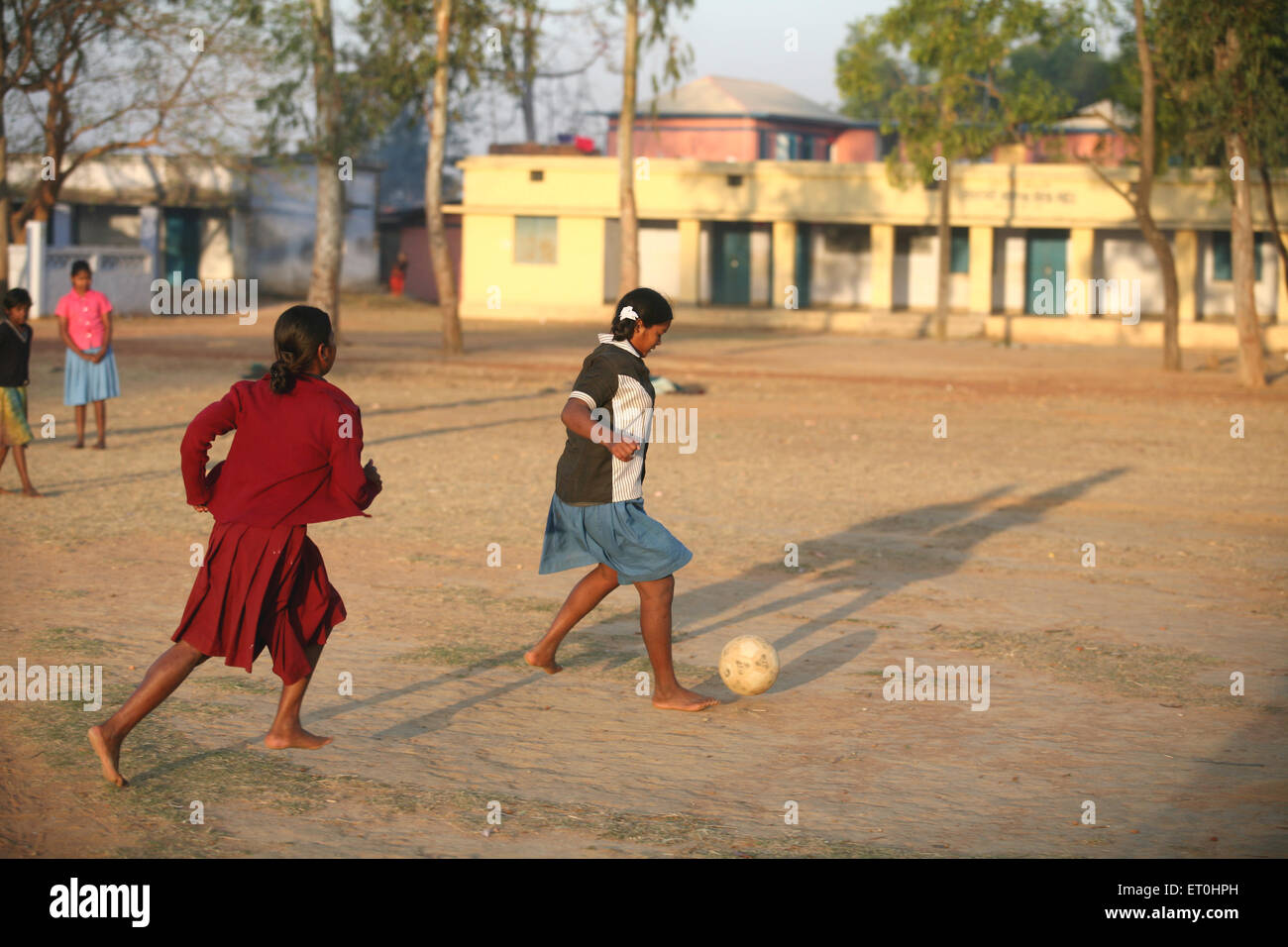 Girls playing football, Jharkhand, India, Indian sports Stock Photo