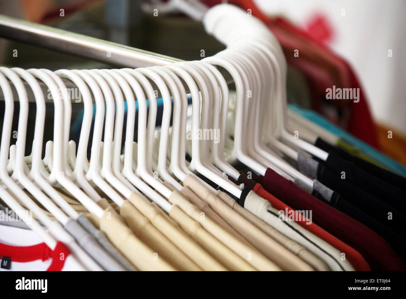 Hangers at Loot garment store, Andheri, Bombay, Mumbai, Maharashtra, India, Asia Stock Photo