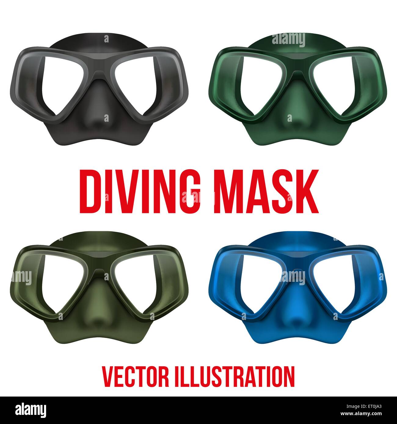 Set of Underwater diving scuba mask. Vector Stock Vector