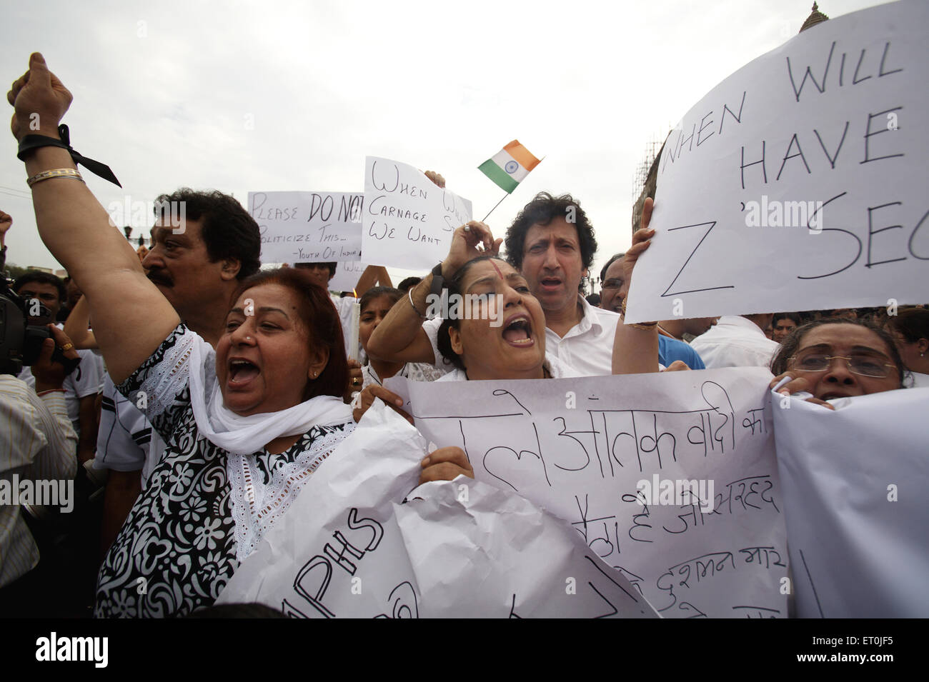 Thousands Mumbaikars took part mass protest march after terrorist attack Deccan Mujahedeen 26th November 2008 in Bombay Stock Photo