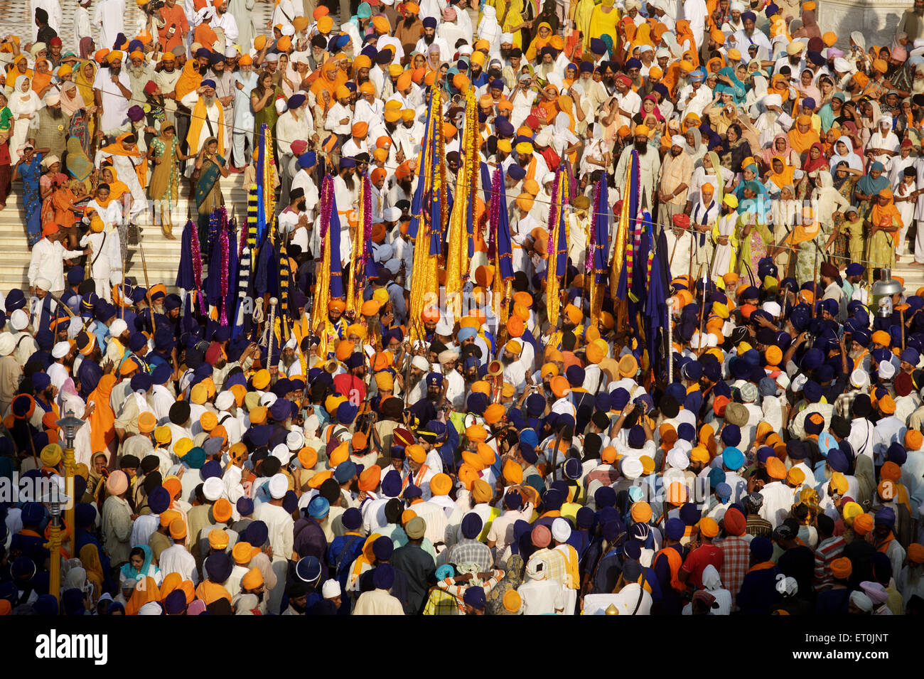 Sikh devotees, Hazur Sahib Gurdwara, Takht Sachkhand Sri Hazur Abchalnagar Sahib Gurudwara, Nanded, Maharashtra, India, Asia Stock Photo