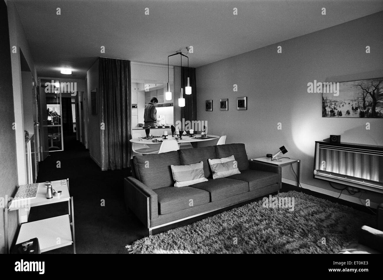 Interior views of Barbican flats, City of London. 21st October 1968 ...