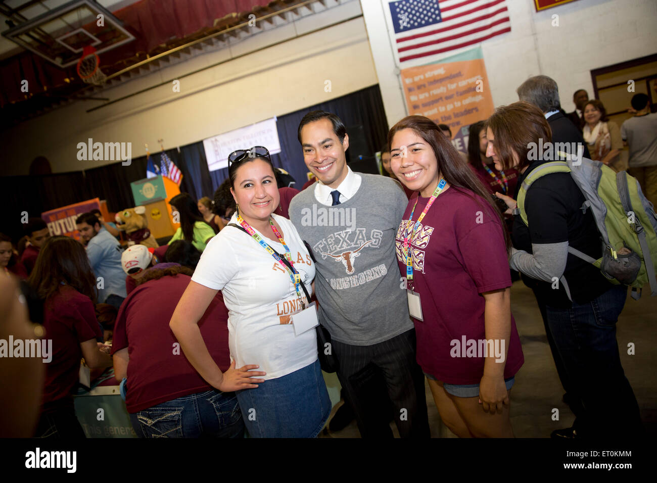 Julián Castro meets with students at Huston-Tillotson University during the inaugural CTX Signing Day Stock Photo