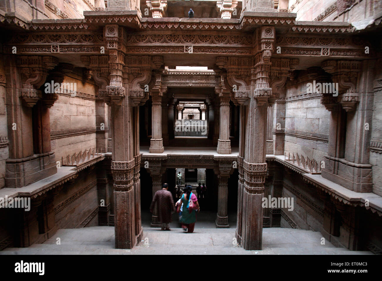 Adalaj step well built in 1499 AD by Queen Radhabai ; Ahmedabad ; Gujarat ; India Stock Photo