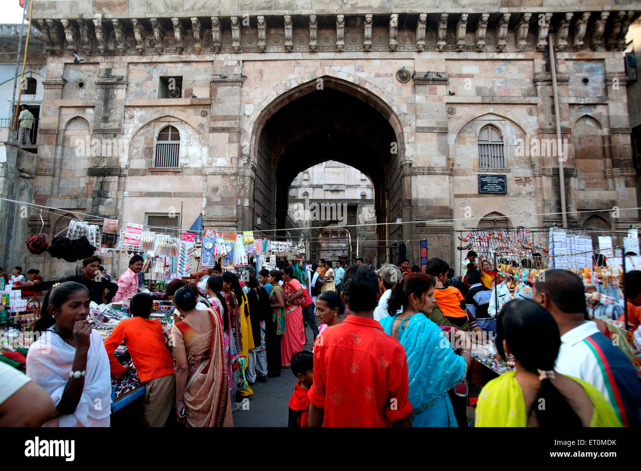 Market at gates of Bhadra fort in city of Ahmedabad ; Gujarat ; India Stock Photo