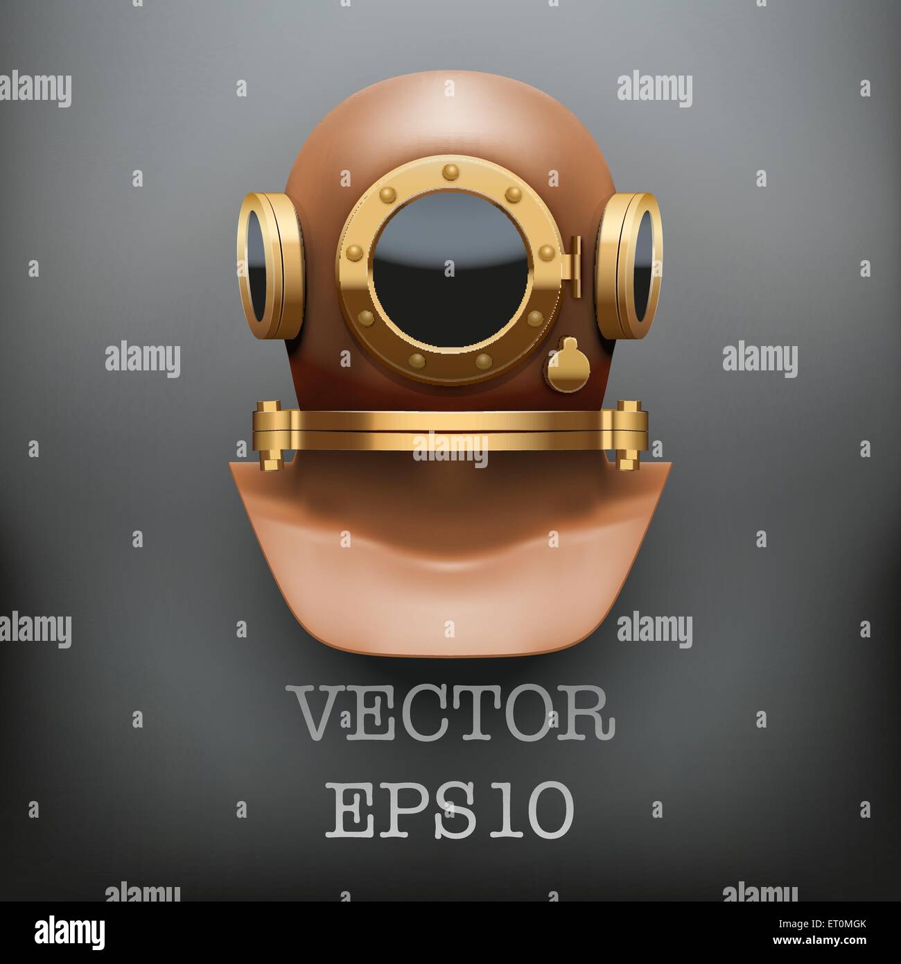 Background of Underwater diving suit helmet. Vector Illustration Stock Vector