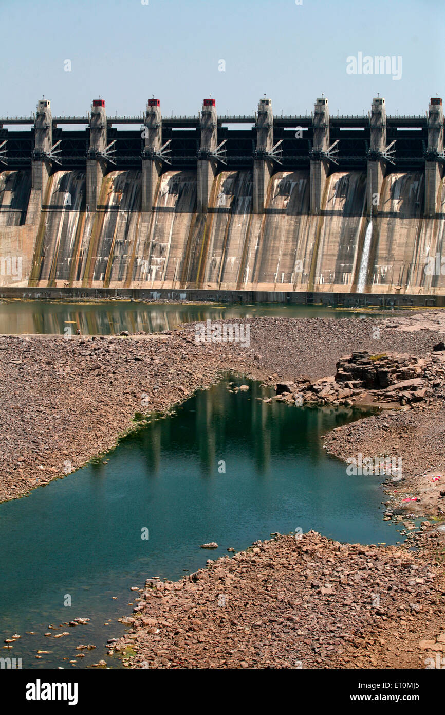Indira Sagar Dam standing tall on river Narmada under multi purpose Indira Sagar Project situated Khandwa Stock Photo