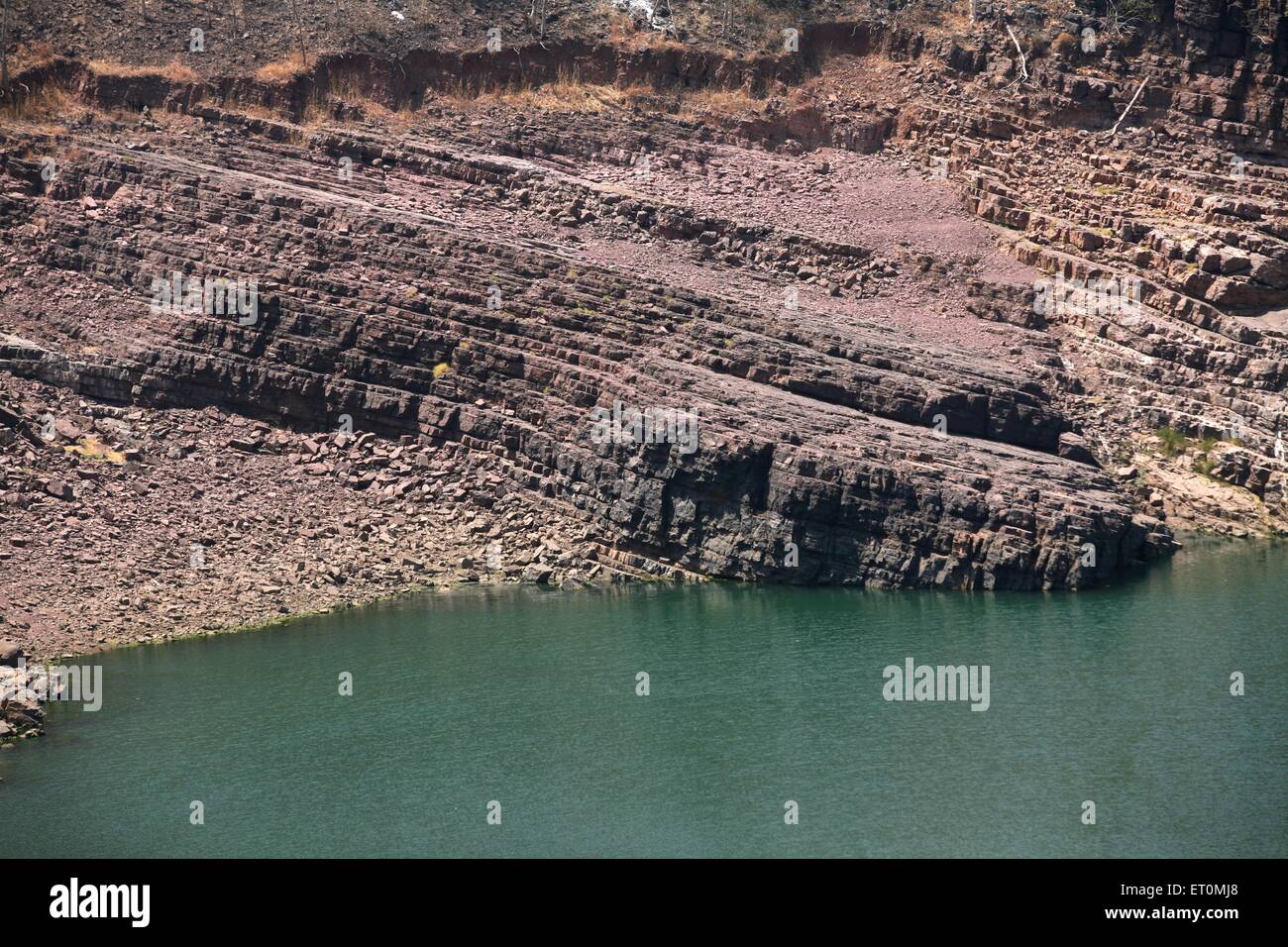 volcanic rocks, Narmada river, Khandwa, Madhya Pradesh, India Stock Photo