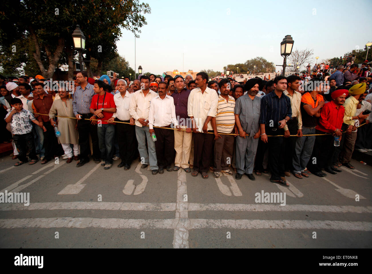 Crowd for changing of guard ceremony, Attari, Atari, Wagah Border, Amritsar, Punjab, India, India Pakistan border, Indian Pakistan border Stock Photo