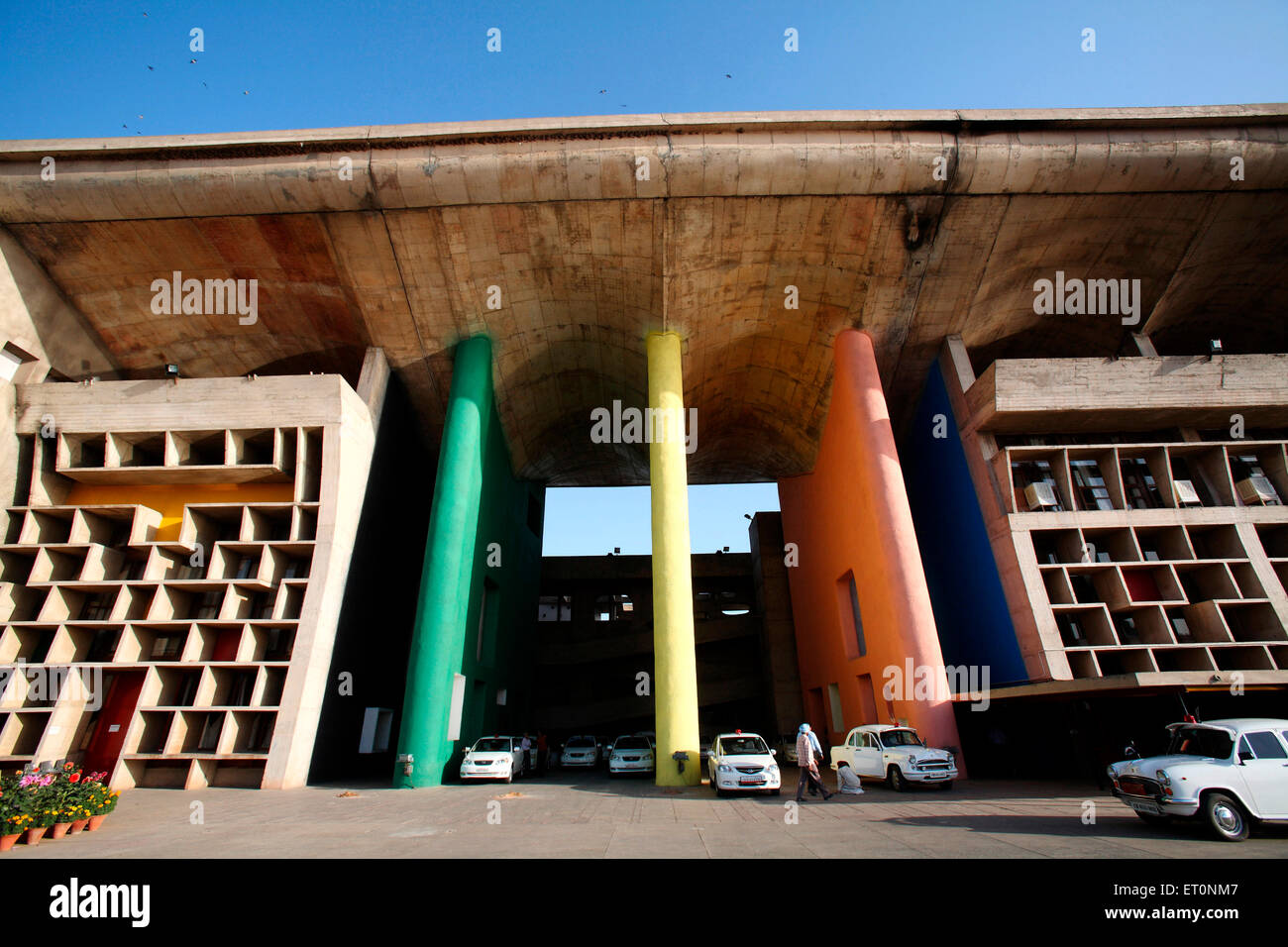 Le Corbusier designed building, High Court, Chandigarh,  Union Territory, UT, India Stock Photo