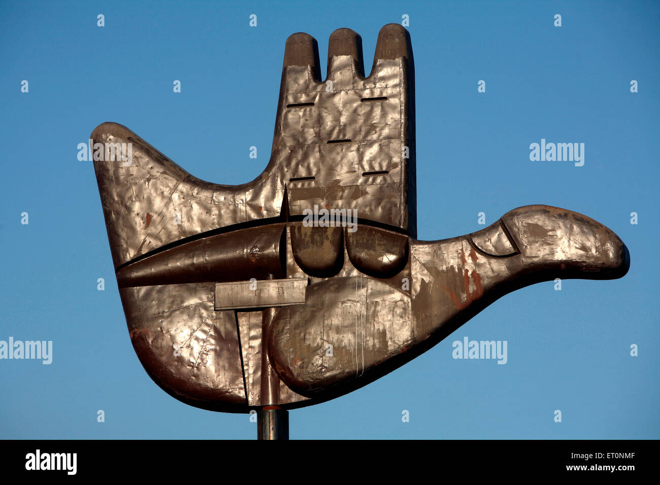 Open Hand is geographical representation of Chandigarh Union Territory  ; India Stock Photo