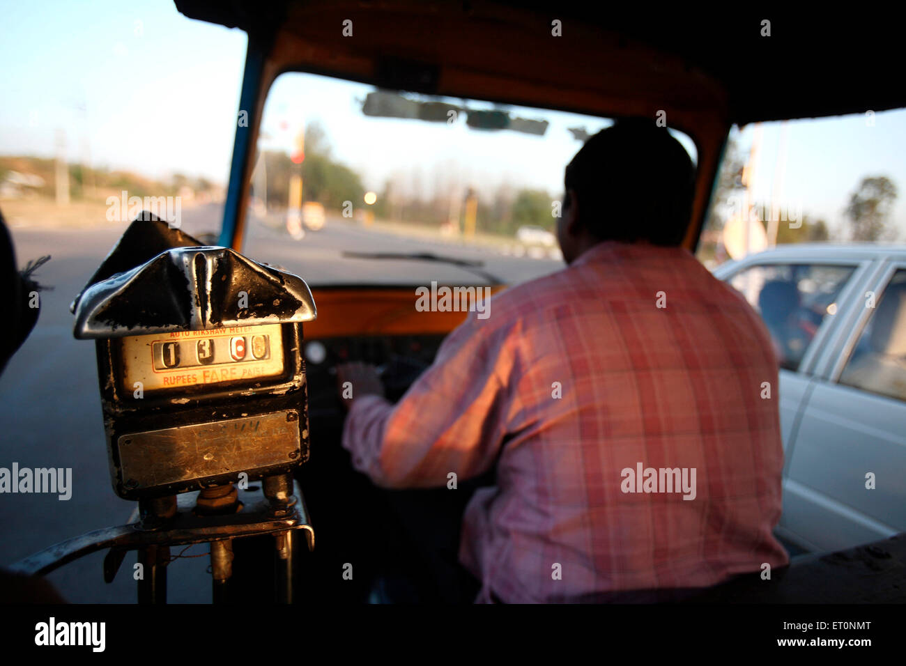 Auto rickshaw driver in Chandigarh Union Territory  ; India Stock Photo