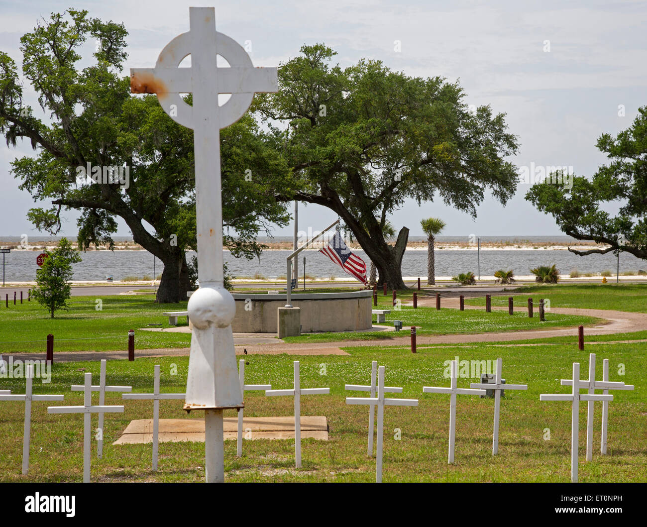 Biloxi, Mississippi - The former site of the Episcopal Church of the Redeemer which was destroyed by Hurricane Katrina. Stock Photo