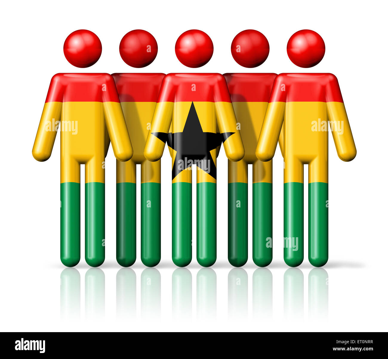 Flag of Ghana on stick figure - national and social community symbol 3D icon Stock Photo