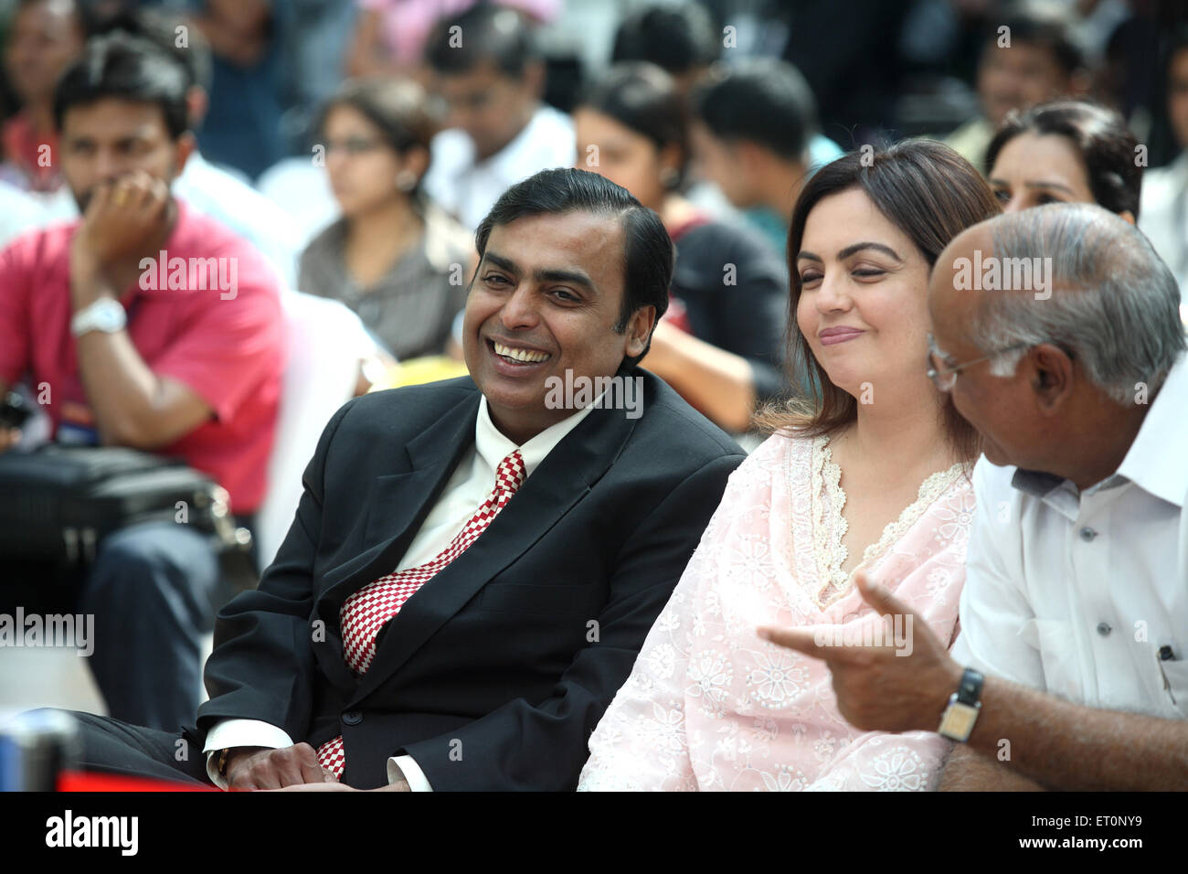 Mukesh Dhirubhai Ambani, Indian billionaire businessman, Chairman and Managing Director of Reliance Industries with wife Nita Mukesh Ambani, India Stock Photo