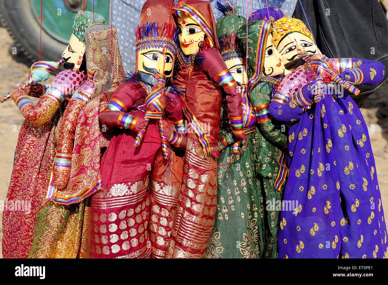 Snake charmer puppets, Pushkar Fair, Camel Fair, Kartik Mela, Pushkar Mela, Pushkar, Ajmer, Rajasthan, India, Indian fairs Stock Photo