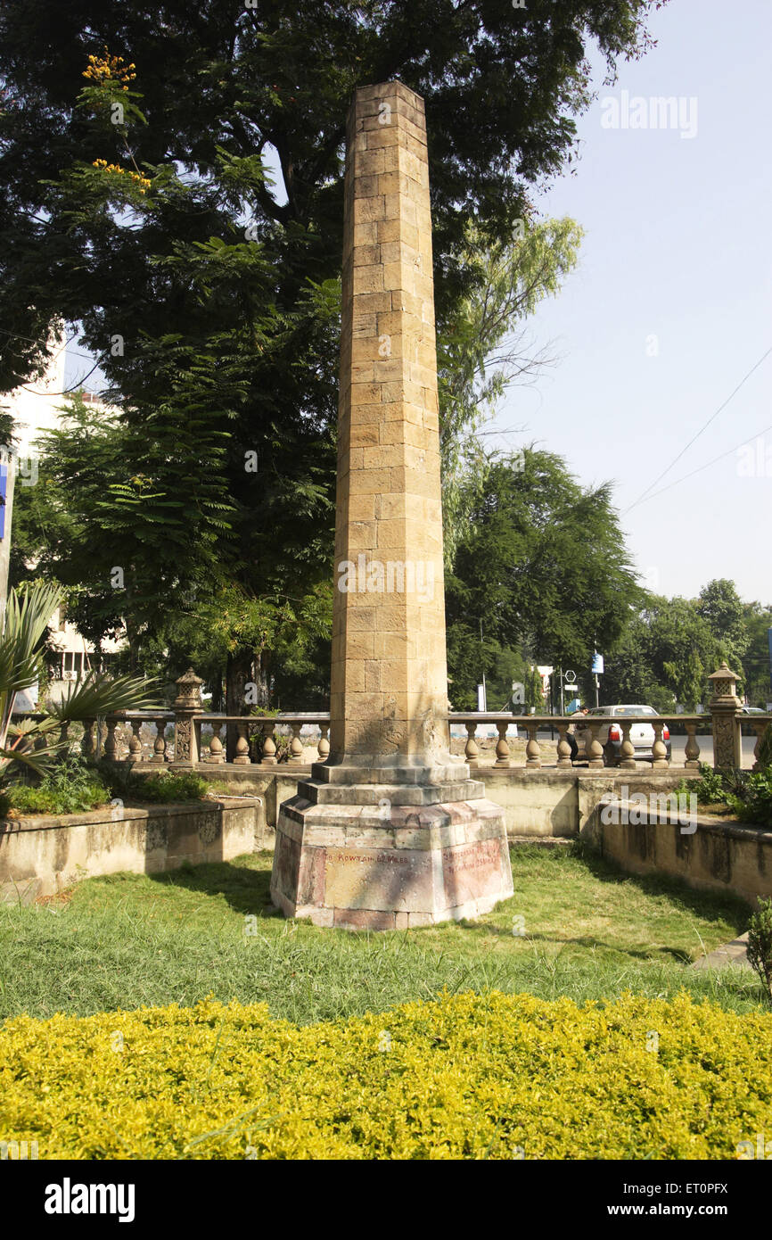 Zero mile stone pillar monument in Nagpur ; Maharashtra ; India ; Asia Stock Photo