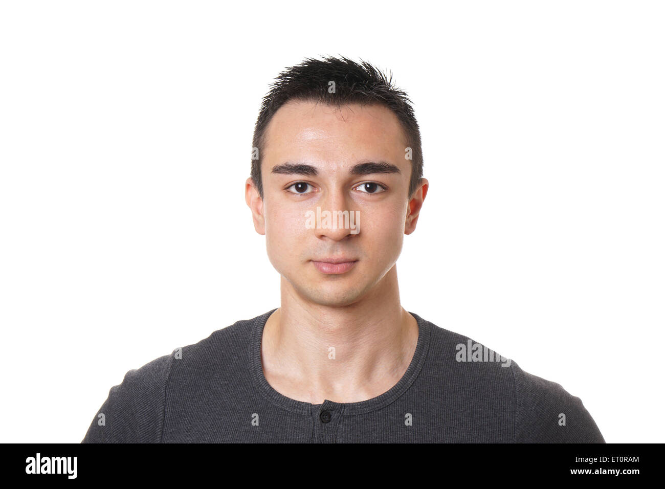 young man with short dark hair Stock Photo