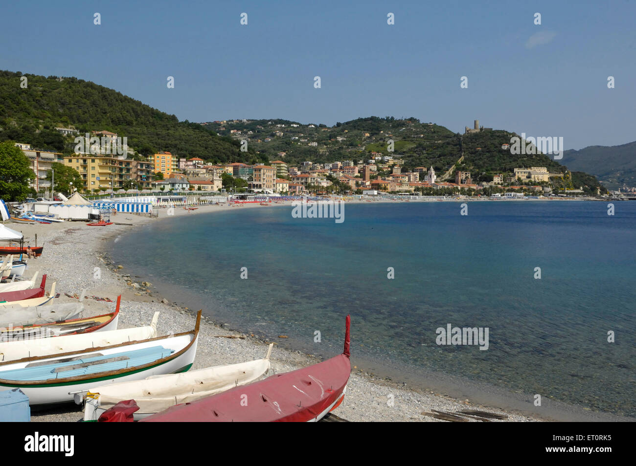 Seaview of Noli beach, Ligury, Italy Stock Photo