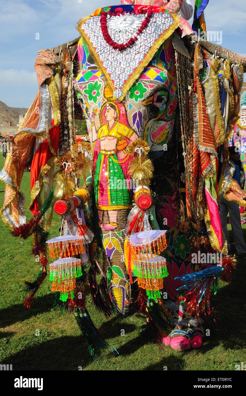 Painted elephant ; Jaipur ; Rajasthan ; India Stock Photo Alamy