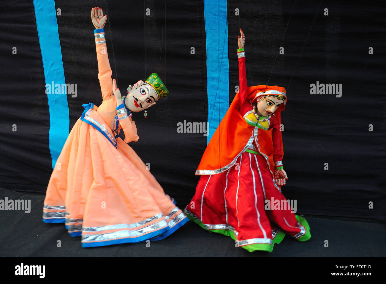 Puppets dancing in Rajasthani dress Rajasthan India Stock Photo
