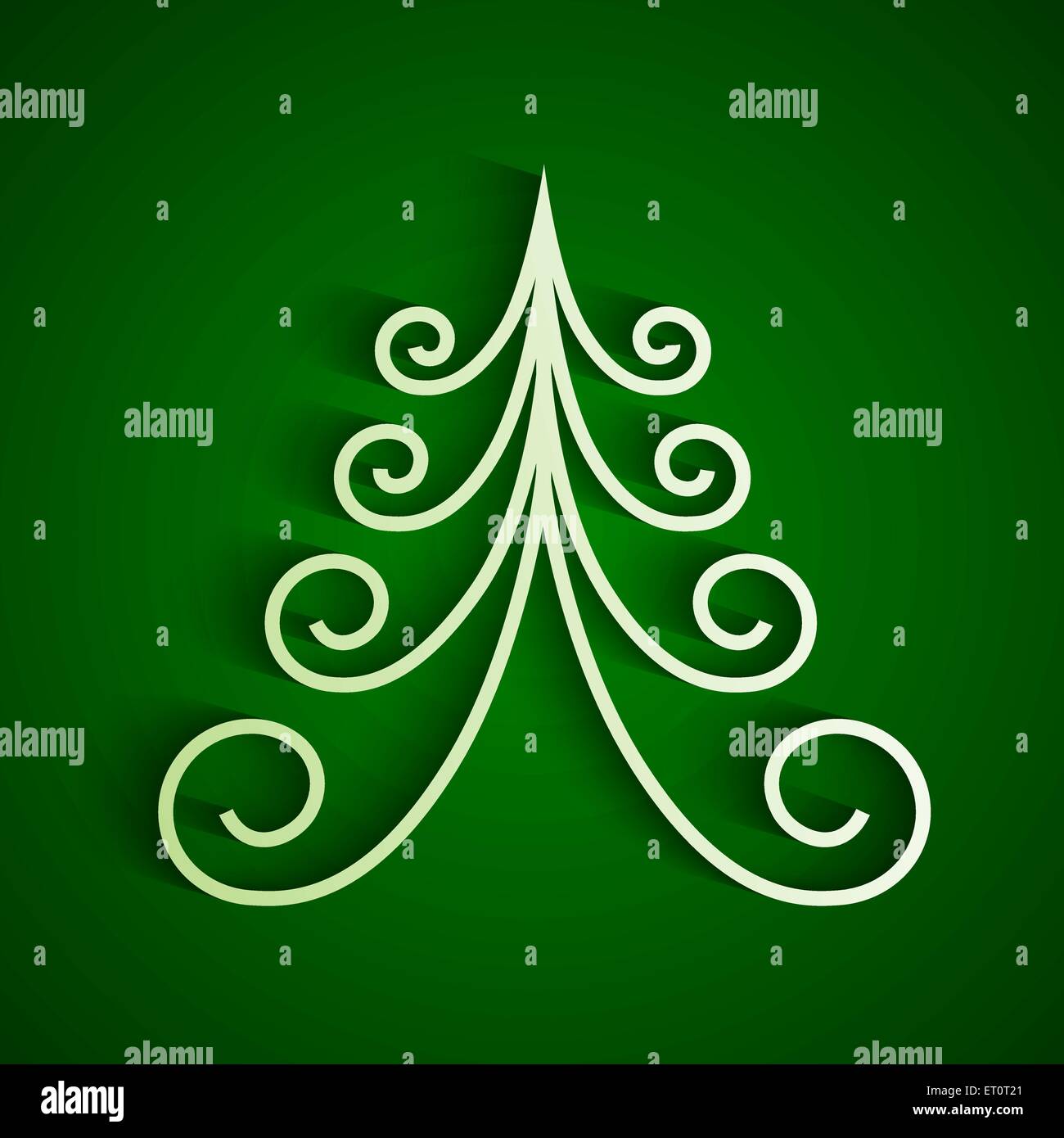 White 3d paper christmas tree on green background. RGB EPS 10 vector ...
