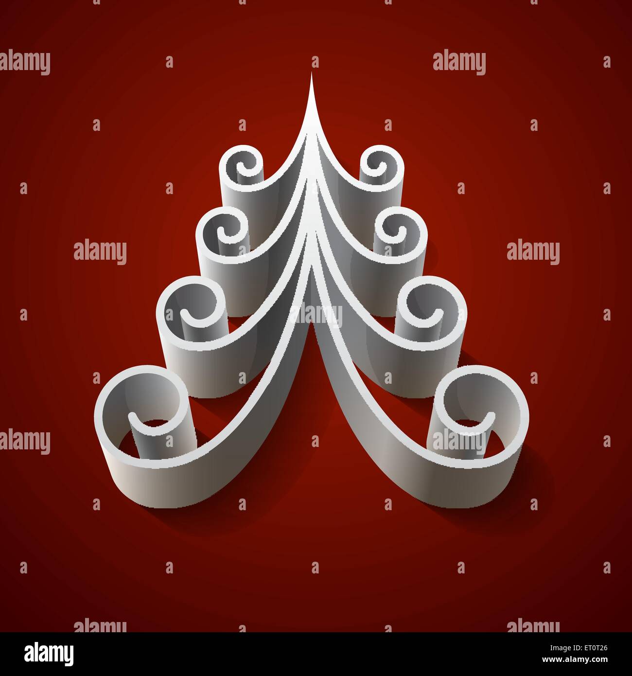 Silver 3d christmas tree on red background. RGB EPS 10 vector Stock ...