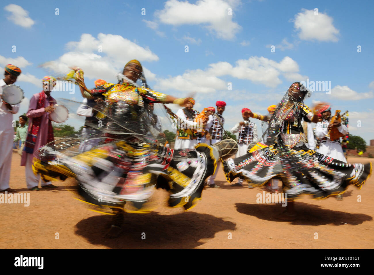 Kalbeliya folk dancers dancing at  marwar festival ; Jodhpur ; Rajasthan ; India NOMR Stock Photo
