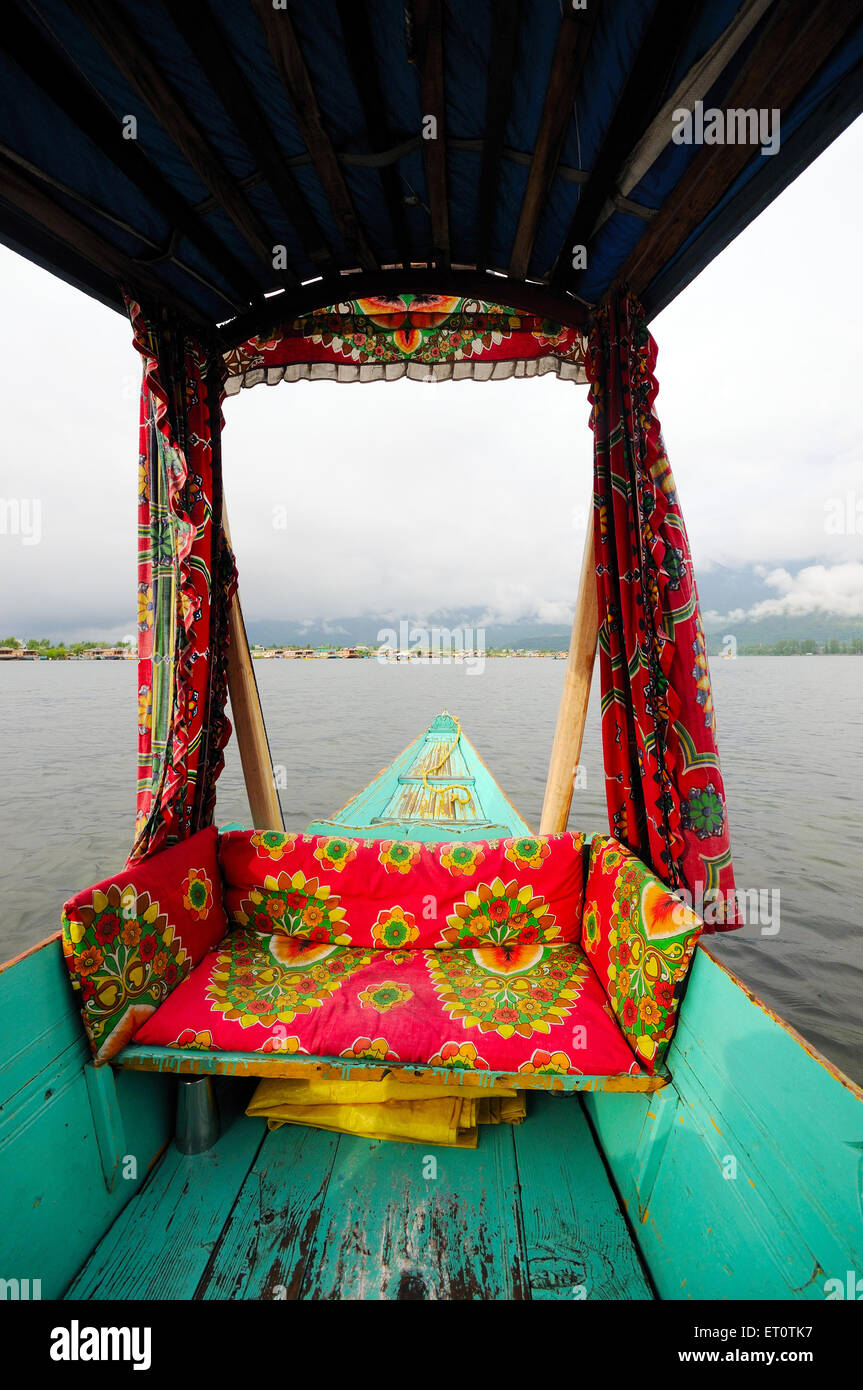 Canoe shikara in dal lake ; Srinagar ; Jammu and Kashmir ; India Stock Photo